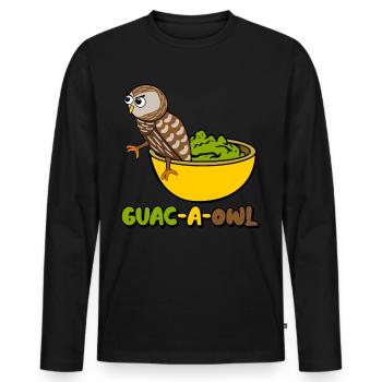 Guacamole Hibou Tortilla Chips Avocat - T-shirt manches longues Premium bio Homme - noir - Devant - Nico (187cm)