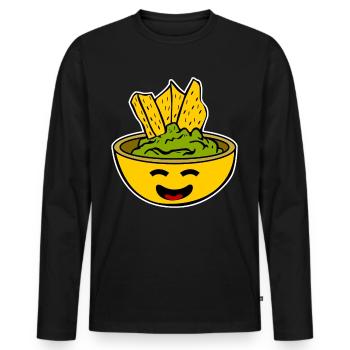 Bol de guacamole Croustilles tortilla Avocat - T-shirt manches longues Premium bio Homme - noir - Devant - Nico (187cm)