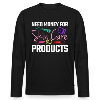 Face Mask Sunscreen Serum Skin Care - Men's Premium Organic Long Sleeve Shirt - black - Front - Nico (187cm)