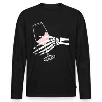 Red Wine Vino Rosé Wine Glasses - Männer Premium Bio Langarmshirt - Schwarz - Vorne - Nico (187cm)