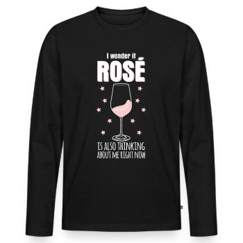 Vino Rosé Red Wine Glass - Männer Premium Bio Langarmshirt - Schwarz - Vorne - Nico (187cm)