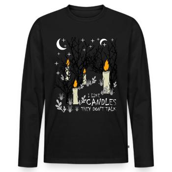 Candles Trees Candle Moon Candlemaking - Men's Premium Organic Long Sleeve Shirt - black - Front - Nico (187cm)