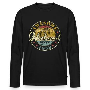 66ème anniversaire de mariage grand mari depuis 1958 rétro - T-shirt manches longues Premium bio Homme - noir - Devant - Nico (187cm)