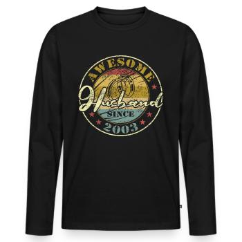 21ter Hochzeitstag toller Ehemann seit 2003 Retro - Männer Premium Bio Langarmshirt - Schwarz - Vorne - Nico (187cm)