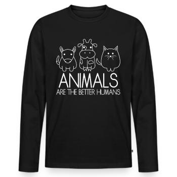 Animal Protection Vegan Animal Rights - Men's Premium Organic Long Sleeve Shirt - black - Front - Nico (187cm)