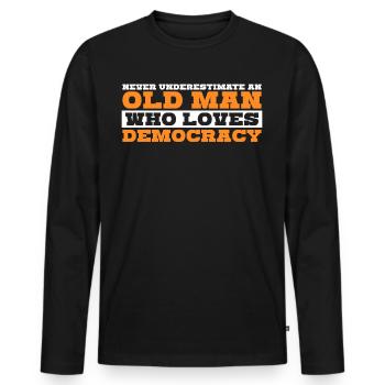Démocratique, Démocrate, Élections, Démocratie - T-shirt manches longues Premium bio Homme - noir - Devant - Nico (187cm)