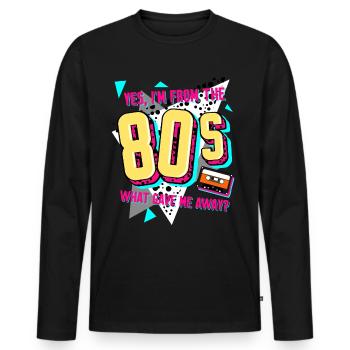 1980s Vintage 80s - Men's Premium Organic Long Sleeve Shirt - black - Front - Nico (187cm)