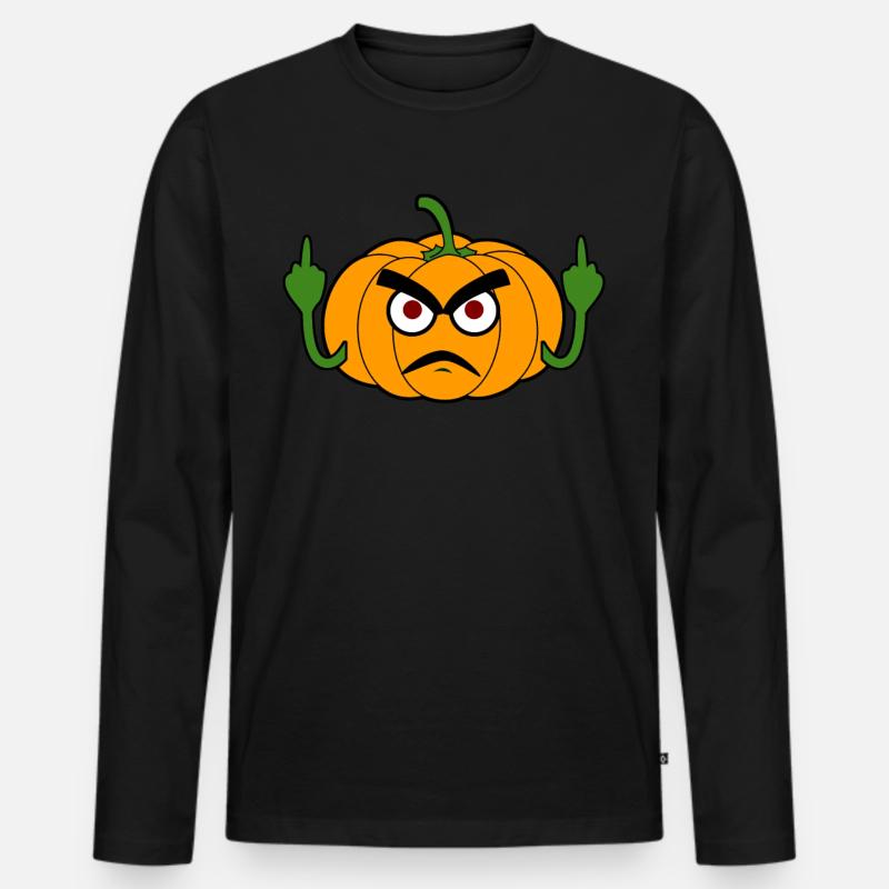 Grumpy Pumpkin Middle Finger Pumpkins - Männer Premium Bio Langarmshirt - Schwarz