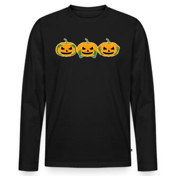 Pumpkin Three Monkeys 3 Pumpkins - Men's Premium Organic Long Sleeve Shirt - black - Front - Nico (187cm)