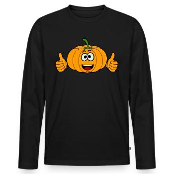 Pumpkin Thumbs up Pumpkins - Männer Premium Bio Langarmshirt - Schwarz - Vorne - Nico (187cm)