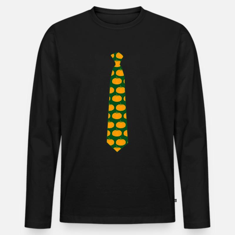 Pumpkin Tie Pumpkins - Männer Premium Bio Langarmshirt - Schwarz