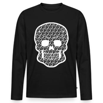Vinyl Record Player Disk Jockey Skull - Männer Premium Bio Langarmshirt - Schwarz - Vorne - Nico (187cm)