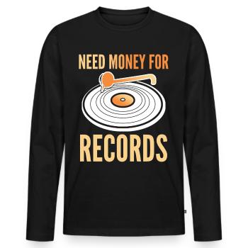 Player Disk Jockey Music Vinyl Record - Männer Premium Bio Langarmshirt - Schwarz - Vorne - Nico (187cm)