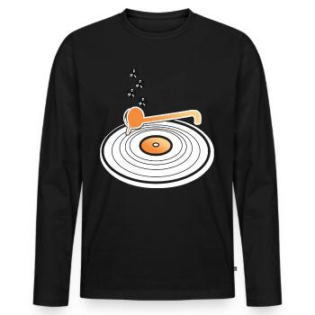Vinyl Record Player Disk Jockey - Männer Premium Bio Langarmshirt - Schwarz - Vorne - Nico (187cm)