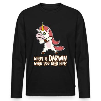 Darwinism Misanthrope Darwin Award - Men's Premium Organic Long Sleeve Shirt - black - Front - Nico (187cm)