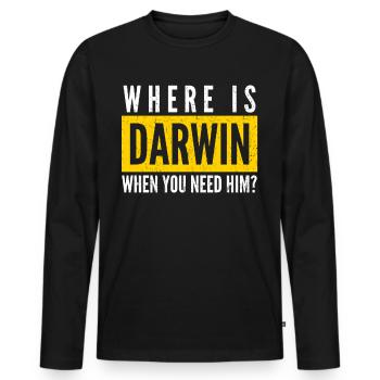 Misanthrope Darwin Award Darwinism - Men's Premium Organic Long Sleeve Shirt - black - Front - Nico (187cm)