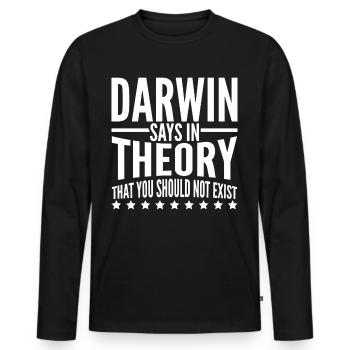 Misanthrope Darwin Darwinism - Men's Premium Organic Long Sleeve Shirt - black - Front - Nico (187cm)