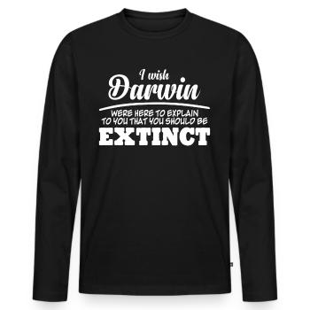 Darwin Award Darwinism Misanthrope - Men's Premium Organic Long Sleeve Shirt - black - Front - Nico (187cm)