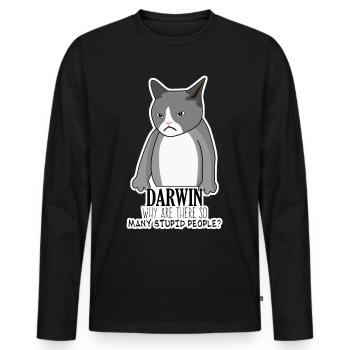 Darwinism Darwin Award Misanthrope Joke - Men's Premium Organic Long Sleeve Shirt - black - Front - Nico (187cm)
