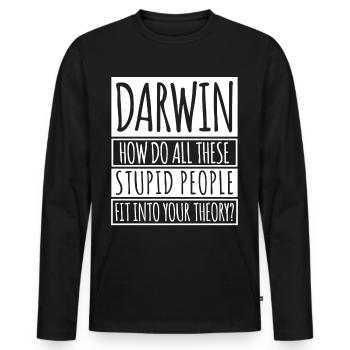 Misanthrope Darwin Award Joke Darwinism - Men's Premium Organic Long Sleeve Shirt - black - Front - Nico (187cm)