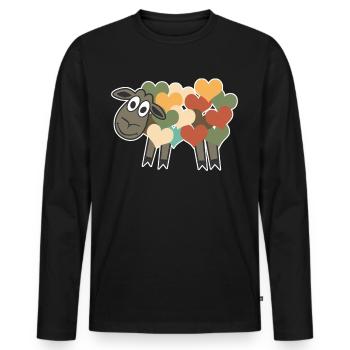 Sheep Retro Hearts - Men's Premium Organic Long Sleeve Shirt - black - Front - Nico (187cm)