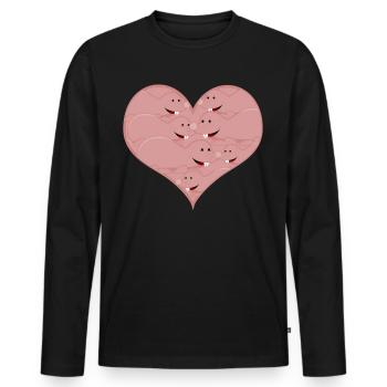 Taupe nue Rat Coeur - T-shirt manches longues Premium bio Homme - noir - Devant - Nico (187cm)