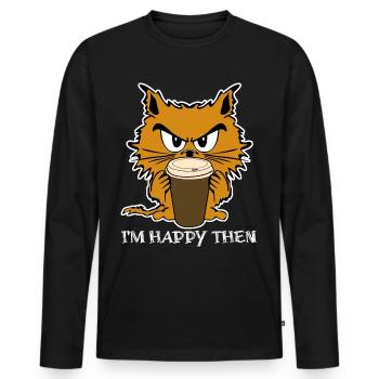 Cat Grumpy Misanthrope Sarcasm Unhappy - Männer Premium Bio Langarmshirt - Schwarz - Vorne - Nico (187cm)