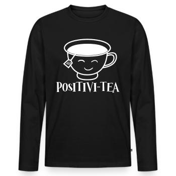 Tea Positive Bag Tea Cup Tea Mug Teapot - Men's Premium Organic Long Sleeve Shirt - black - Front - Nico (187cm)