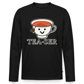 Tea Mug Teapot Tea Bag Tea Cup - Men's Premium Organic Long Sleeve Shirt - black - Front - Nico (187cm)
