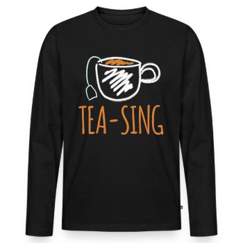 Tea Bag Tea Cup Tea Mug Teapot Teasing - Men's Premium Organic Long Sleeve Shirt - black - Front - Nico (187cm)