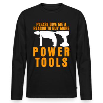 Power Tool Joke Electric Tools - Men's Premium Organic Long Sleeve Shirt - black - Front - Nico (187cm)