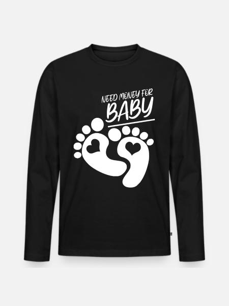 Femme enceinte, Bébé, Mère, Grossesse - T-shirt manches longues Premium bio Homme - noir