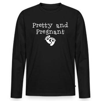 Grossesse Bébé Mère Jolie Enceinte - T-shirt manches longues Premium bio Homme - noir - Devant - Nico (187cm)