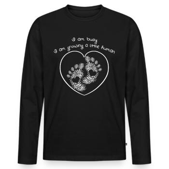 Enceinte Grossesse Maman Bébé - T-shirt manches longues Premium bio Homme - noir - Devant - Nico (187cm)