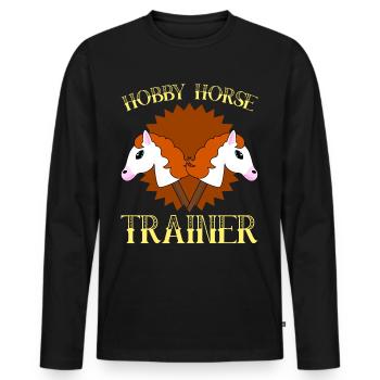 Hobbyhorse Riding Hobby Horse - Men's Premium Organic Long Sleeve Shirt - black - Front - Nico (187cm)
