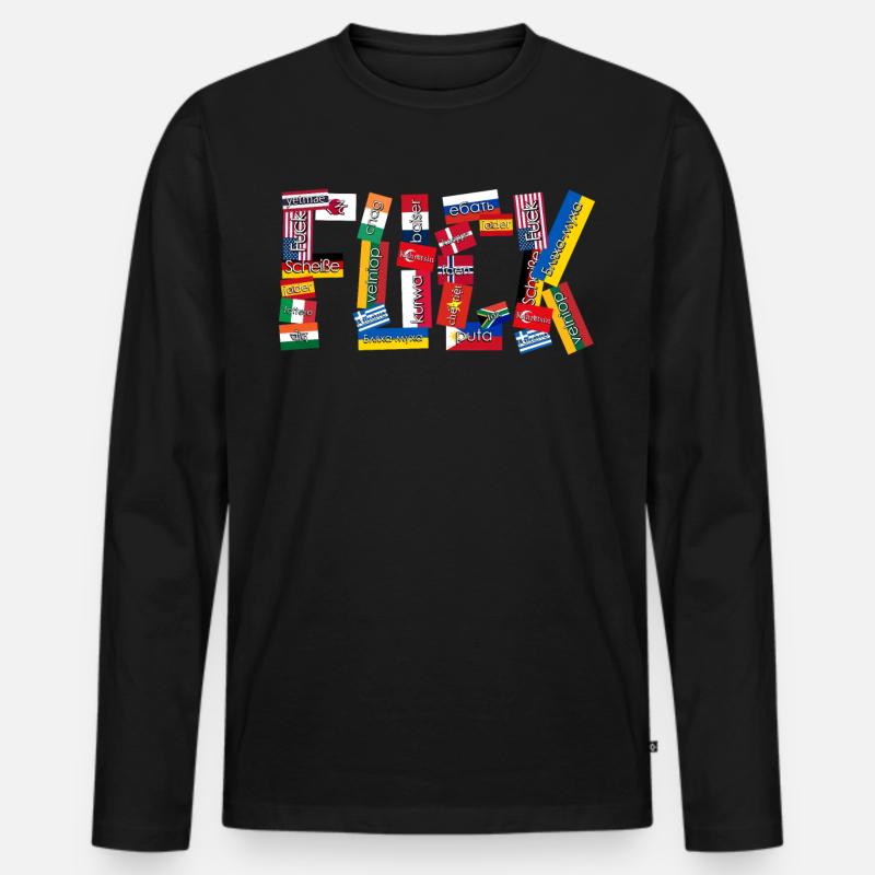 Grumpy International Curse Words - Männer Premium Bio Langarmshirt - Schwarz