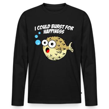 Happy Puffer Fish - Men's Premium Organic Long Sleeve Shirt - black - Front - Nico (187cm)