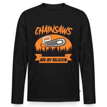 Tronçonneuse Feu Scie à chaîne en bois Tronçonneuses - T-shirt manches longues Premium bio Homme - noir - Devant - Nico (187cm)