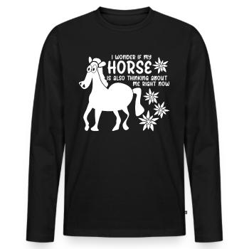 Haflinger Horses Iclander Horse Riding - Men's Premium Organic Long Sleeve Shirt - black - Front - Nico (187cm)