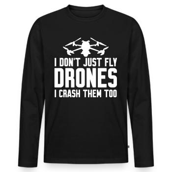 FPV Drone Quadcopter Pilot Drones - Men's Premium Organic Long Sleeve Shirt - black - Front - Nico (187cm)