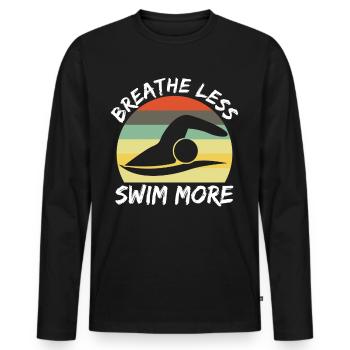 Swimming Pool Triathlon Retro Swimmer - Men's Premium Organic Long Sleeve Shirt - black - Front - Nico (187cm)