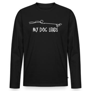 Promenade de chien Chiens teckel - T-shirt manches longues Premium bio Homme - noir - Devant - Nico (187cm)