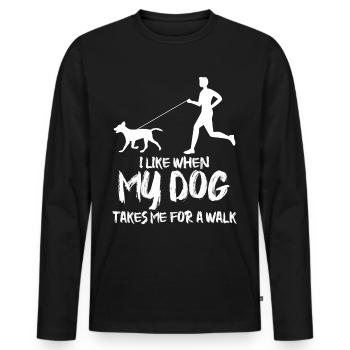 Chiens Teckel Promenade de chien - T-shirt manches longues Premium bio Homme - noir - Devant - Nico (187cm)