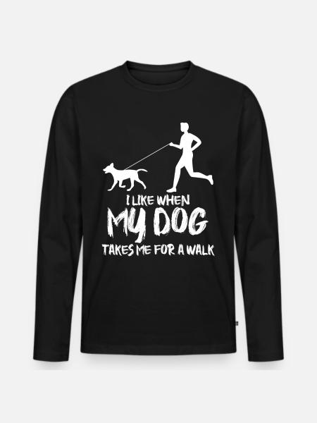 Dogs Dachshund Dog walking - Men's Premium Organic Long Sleeve Shirt - black