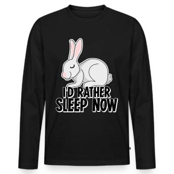Lapin Fatigué Dormir Lapin Sieste Sommeil - T-shirt manches longues Premium bio Homme - noir - Devant - Nico (187cm)