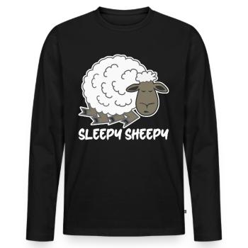 Dormir Mouton Fatigué Sieste Sommeil - T-shirt manches longues Premium bio Homme - noir - Devant - Nico (187cm)
