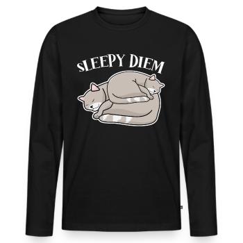 Cats Tired Sleeping Cat Nap Sleep - Men's Premium Organic Long Sleeve Shirt - black - Front - Nico (187cm)
