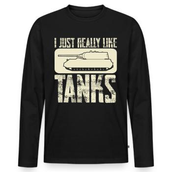 I like Tanks MBT Tank Driver Tank Combat - Männer Premium Bio Langarmshirt - Schwarz - Vorne - Nico (187cm)