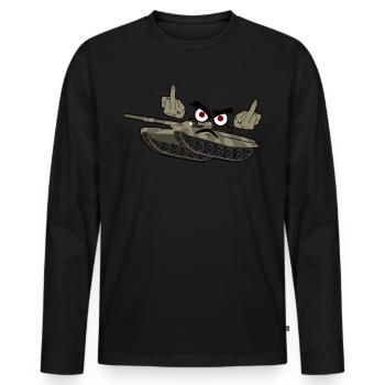 Doigt d’honneur Tank Driver Char de combat - T-shirt manches longues Premium bio Homme - noir - Devant - Nico (187cm)