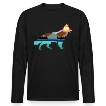 White Shepherd Dog Nature Outdoor - Männer Premium Bio Langarmshirt - Schwarz - Vorne - Nico (187cm)